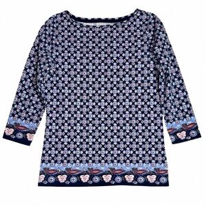 Navy Blue Patterned Women's Blouse